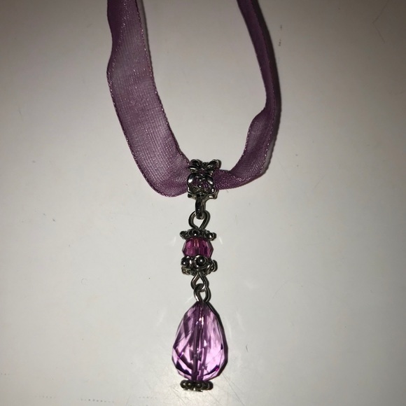 Purple Teardrop Pendant Necklace - Picture 2 of 4
